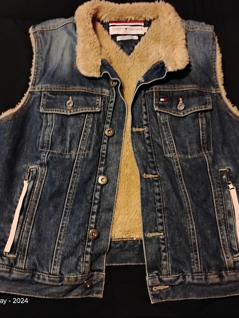Woman's Tommy Hilfiger Blue Denim Sherpa-Lined Vest (Vintage)
